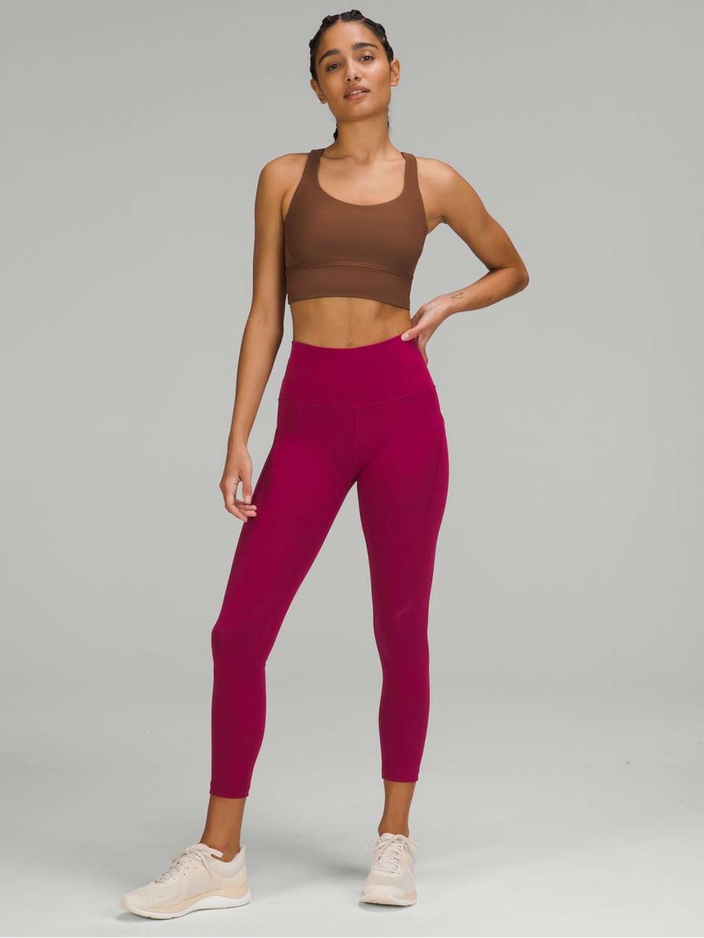 Lululemon Energy Bra Long Line Ribbed *Medium Support, B–D Cup Size 6 In Brown